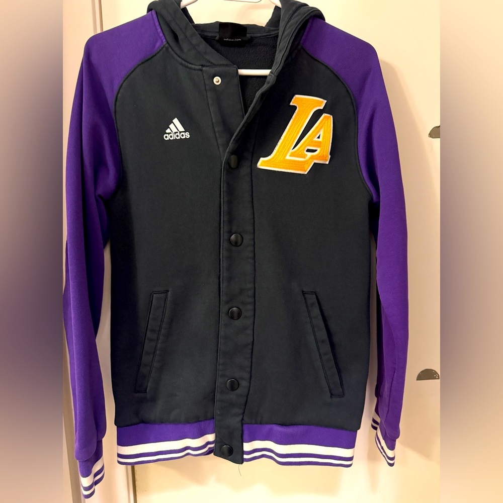 Adidas jacket with hood lakers medium in size